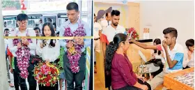  ??  ?? Chief guests cutting the ceremonial ribbon of newly opened Spexbay Borella branch The first customer getting an eye check-up atnewest Spexbay Borella branch