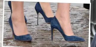  ??  ?? Sure-footed: Miss Markle took the same steps as her future sister-in-law, wearing near-identical navy heels