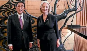  ?? AP ?? Japan’s Prime Minister Fumio Kishida and British Prime Minister Liz Truss meet ahead of a lunch bilateral in New York yesterday.