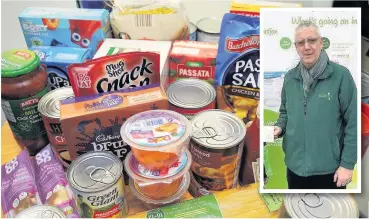  ??  ?? Colin Keiley, Runcorn and District Foodbank manager (inset) says the rollout of Universal Credit has led to a huge rise in the number of food parcels given out to residents in crisis