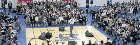  ?? JACQUES BOISSINOT/THE CANADIAN PRESS ?? Prime Minister Justin Trudeau speaks during a town hall meeting Jan. 18, in Quebec City. Fewer than half of Canadians appear to hold the open and optimistic view that’s seen this country held up as a model in a global climate that’s seeing more...