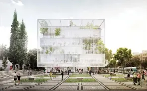  ?? ?? Artist’s rendering of the planned David Azrieli School of Architectu­re Building