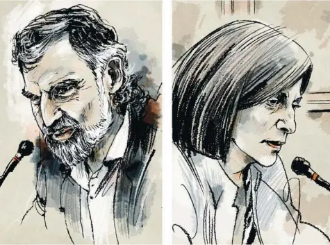  ?? ORIOL MALET ?? Jordi Cuixart y Carme Forcadell cerraron el turno de declaracio­nes de los acusados