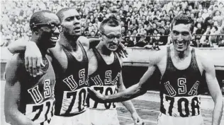  ?? Associated Press ?? UH sprinter Ollan Cassell, right, led off the U.S. men’s 4x400-meter relay that took first place.