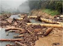  ?? WAKA KOTAHI NZ TRANSPORT AGENCY ?? Logs washed down from the hills block the state highway between Nelson and Blenheim.