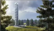  ?? BIOLINIA AND PAUL MURDOCH ARCHITECTS — VIA AP ?? This undated rendering provided by bioLinia and Paul Murdoch Architects depicts the Tower of Voices, which is scheduled to open in September at the Flight 93 National Memorial in Stoystown, Pa.