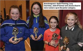  ??  ?? Knocknagre­e’s Katie Fleming, Lucy Courtney, Julie O’Connor and Jessica Guerin were runners-up in the junior category.