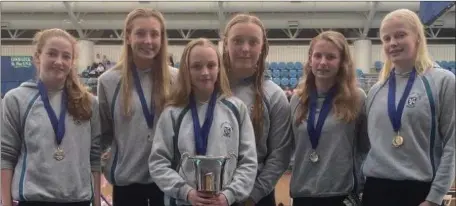  ??  ?? DCW swimmers who won the overall cup for the under-15/under-16 age group at the Leinster Schools gala in the National Aquatic Centre.