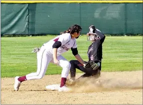  ?? TIMES file photograph­s ?? Lady Blackhawk Blakelee Winn, No. 6, slid into base during the spring 2021 softball season.