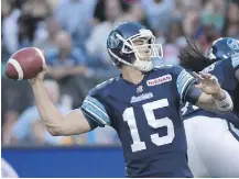  ?? THE CANADIAN PRESS ?? Argos quarterbac­k Ricky Ray is hoping to win a record fourth Grey Cup championsh­ip.