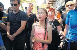  ?? /Getty Images/ ?? Small steps for mankind: Swedish climate activist Greta Thunberg, 16, attends a youth-led climate change protest at the UN on Friday.