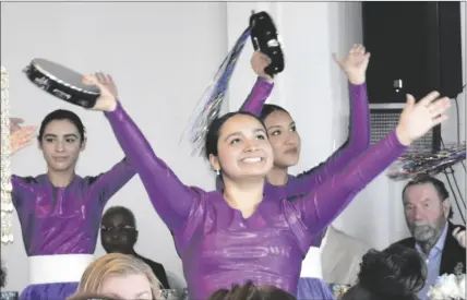  ?? SHARON BURNS PHOTO ?? Dancers shake their tambourine­s as part of their routine during the Stone of Hope Award luncheon at La Resaca Event Center, Saturday, January 28, in El Centro.