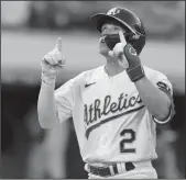  ?? RAY CHAVEZ/BAY AREA NEWS GROUP ?? The A’s Nick Allen (2) celebrates his solo home run against Arizona in Oakland on Tuesday.