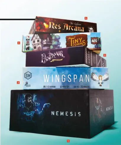  ??  ?? We played dozens of new board games in the past year to find the five best.