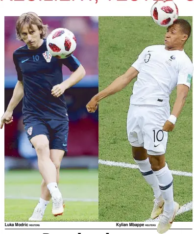  ?? REUTERS ?? Luka Modric REUTERS Kylian Mbappe