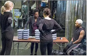  ??  ?? Elizabeth Debicki, Viola Davis, Michelle Rodriguez and Cynthia Erivo are shown in a scene from Steve McQueen’s Widows, a highly anticipate­d heist movie that’s screening at the Toronto Internatio­nal Film Festival next week.