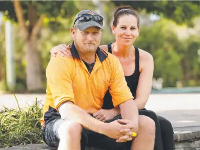  ?? Picture: MIKE BATTERHAM ?? Darryn Marshall, who saved the life of a young woman, with proud fiance Kylie Toomey.