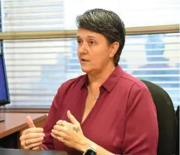  ?? The Sentinel-record/tanner Newton ?? ■ Michelle Kveum, CCBHC project clinical director, talks about Ouachita Behavioral Health and Wellness receiving a grant to treat opioid use disorders.