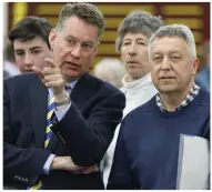  ?? ?? Above, MSP Murdo Fraser at Perth count with MSP Liz Smith, centre