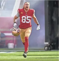  ?? DARREN YAMASHITA/USA TODAY SPORTS ?? 49ers tight end George “Stone Cold” Kittle is introduced before a game against the Seahawks at Levi’s Stadium.