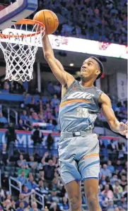  ?? [PHOTO BY NATE BILLINGS, THE OKLAHOMAN ARCHIVES] ?? LEFT: Oklahoma City coach Billy Donovan liked Terrance Ferguson, pictured, enough to start him 12 times last season when Andre Roberson was injured, and will presumably start him again on Friday against the Los Angeles Clippers.