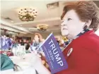  ?? DOUG RAFLIK / USA TODAY NETWORK-WISCONSIN ?? Nancy Bartlett holds a Trump 2020 flag Dec. 6 at a grassroots campaign training meeting in Madison.