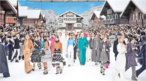  ??  ?? A wintery alpine village created within the Grand Palais was the set for the Chanel fall-winter 2019 collection and (left) actress Penelope Cruz in the Chanel show. — WP-Bloomberg photos by Jonas Gustavsson