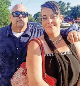  ?? [PHOTO BY ANNA BAUMAN, THE OKLAHOMAN] ?? Charlie Kendrick and Carla Bollman pose Thursday outside the First Missionary Baptist Church in Chickasha after Michael Walworth’s funeral. Both said the preacher changed their lives.