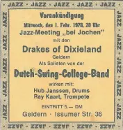  ??  ?? Swingtime in Geldern: Eine Konzertank­ündigung vom Januar 1978.