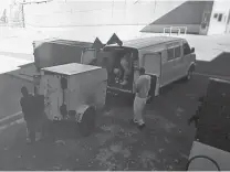  ??  ?? Surveillan­ce video shows inmates getting into a transport van on March 9 before Lionel Clah and Joseph Cruz escaped from the van that night.