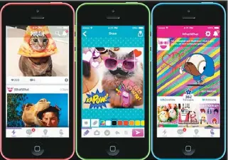  ??  ?? Mind Candy公司推出孩­童版的社交軟體Pop­Jam，7到12歲的小朋友把­應用程式下載到手機後，可以上傳照片、玩著色遊戲、與朋友傳訊息。 （網路圖片）
