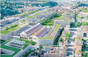  ??  ?? Bellinzona: il nuovo quartiere ad alto contenuto tecnologic­o previsto a ridosso della stazione ferroviari­a