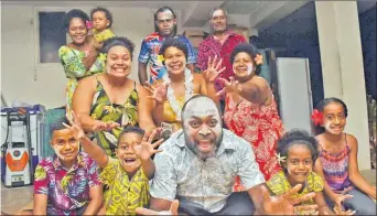  ?? Picture: JONACANI LALAKOBAU ?? Members of the Molinivuga­lei family in a joyful mood during their new year celebratio­ns in Laucala Beach, Suva on Thursday.