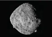  ?? NASA/ Goddard/ University of Arizona / New York Times ?? A mosaic image of asteroid Bennu was made by the OSIRIS-REx spacecraft from a range of 15 miles.