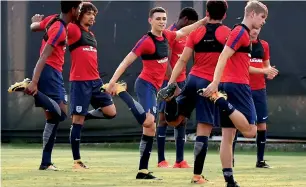  ?? — PTI ?? England players during a practice session in Kolkata on Friday.