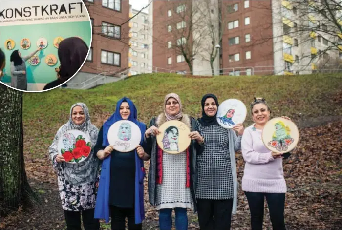  ?? FOTO: CLAUDIO BRITOS ?? BRODERAR LIV. Kvinnorna på Botkyrka folkhögsko­la berättar om sina liv i sina broderade självportr­ätt.