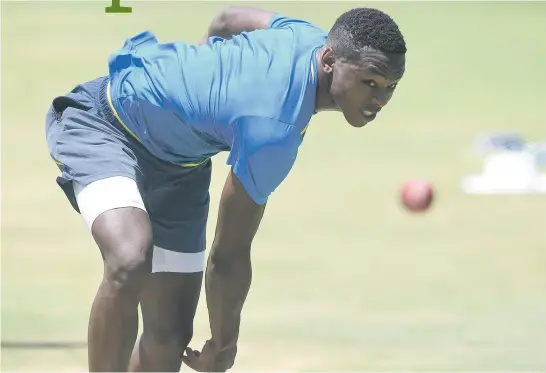  ??  ?? SHARPENING HIS TOOLS. Proteas speedster Kagiso Rabada bowls during a team training session at SuperSport Park in Centurion yesterday.