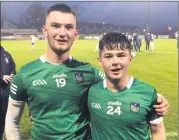  ?? ?? Conor McGrath and Zach McCarthy, pictured after the Limerick U20 Munster Championsh­ip game on Monday night.