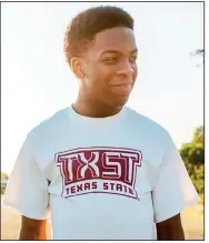  ??  ?? Texas State University student Justin Howell is shown in this photo provided by his family. Howell suffered a cracked skull and brain damage when he was hit by beanbag rounds fired by police, the family said. (AP/David Frost)