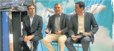  ?? ANNA LAFFREY ?? JetSMART executives announce promotions with the company’s launch in Argentina. Left to right: Gonzalo Perez Corral, General Manager; Estuardo Ortiz, CEO; Victor Mesía, COO.