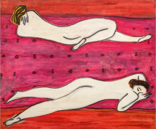  ??  ?? ‘Two Nudes on a red Tapestry’ Sanyu had a predilecti­on for portraying nudes from behind. “He wished to demonstrat­e the beauty of the unspoken and the alluring eroticism of the unexposed,” says Pauline Kao, deputy director general of the National Museum...