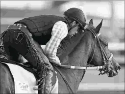  ?? BARBARA D. LIVINGSTON ?? Midnight Bisou, shown working May 2 at Churchill, earned a 91 Beyer Speed Figure in the Kentucky Oaks, her last start.