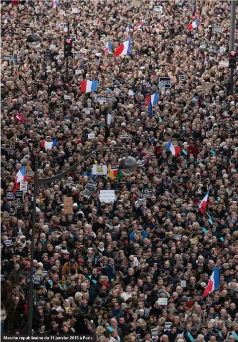  ??  ?? Marche républicai­ne du 11 janvier 2015 à Paris.