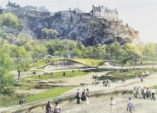  ??  ?? 0 The ‘hobbit house’ plan which won a competitio­n to design a concert venue in Princes Street Gardens. Why Architectu­re’s Mark Thomann with the detailed model, below