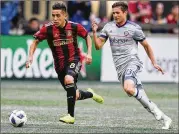  ?? CURTIS COMPTON / CCOMPTON@AJC.COM ?? Ezequiel Barco (8) started 19 games, scoring four goals and notching three assists, and has had an impact in the MLS playoffs as a sub.