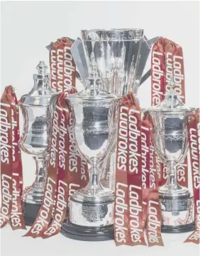  ??  ?? 0 All four league trophies are sponsored by bookmaker Ladbrokes.