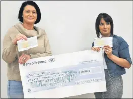  ??  ?? Nicola Cremin Hurley with her auntie, Claire O’Brien, holding their recent jackpot winnings in the Castlelyon­s GAA Lotto. Nicola won €20,000, while Claire sold the winning ticket and got €2,000. Thanks girls for your support and enjoy the winnings.