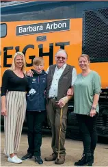  ??  ?? Right: Members of Barbara Arbon’s immediate family stand in front of the newly-named 37057 at Derby RTC on July 4. Pictured left to right are Angie Arbon, Jack Middleton, Richard Arbon and Rebecca Steel. Steve Donald