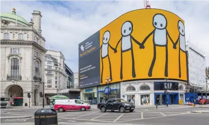  ?? Photograph: Guy Bell/Rex/ Shuttersto­ck ?? Mental health messaging at Piccadilly Circus in central London during the UK’s first national lockdown in May.