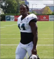  ?? MEDIANEWS GROUP PHOTO ?? Newly signed safety Johnathan Cyprien after his first practice with the Eagles Saturday at the NovaCare Complex.